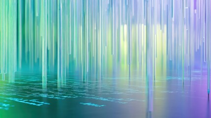 Abstract Digital Waterfall:  A Serene Symphony of Light and Color