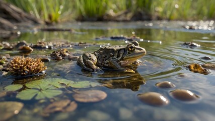 Tadpoles of the Foothill Yellow-Legged Frog Swimming in a Calm Pond