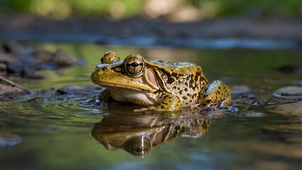 Obraz premium Foothill Yellow-Legged Frogs Engaged in Reproduction in Their Natural Habitat