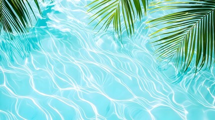 Turquoise Pool Serenity, shimmering water flows gently in a vibrant turquoise pool, reflecting the surrounding lush greenery and sky.