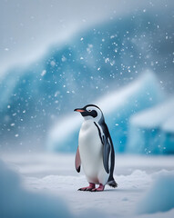 Fototapeta premium cute penguin in Antarctica, created by generative ai