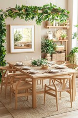 Elegant dining experience modern home interior design natural elements cozy atmosphere aesthetic appeal