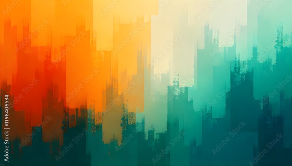 Aufkleber An abstract background featuring a textured design with brushstroke patterns in a gradient of orange and teal