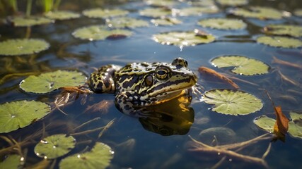 Shallow Pond Life: Oregon Spotted Frog and Tadpoles Together
