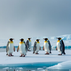 Fototapeta premium cute penguin in Antarctica, created by generative ai
