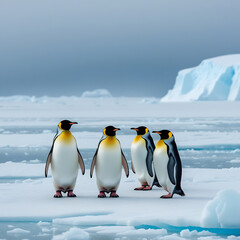 Fototapeta premium cute penguin in Antarctica, created by generative ai