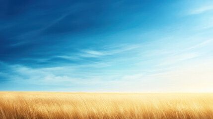 Obraz premium serene prairie with golden grass under blue sky