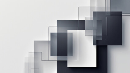 Modern Minimalistic Geometric Background with Overlapping Transparent Rectangles and Squares