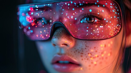 Futuristic Fashion: A Woman Wearing LED Glasses