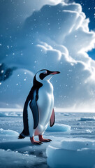 cute penguin in Antarctica, created by generative ai