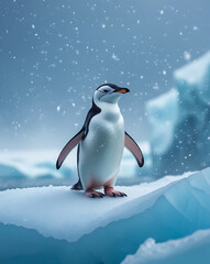Obraz premium cute penguin in Antarctica, created by generative ai