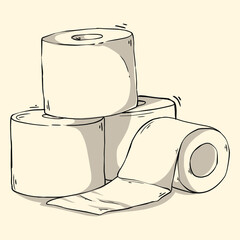 Toilet paper illustration hand drawn doodle style