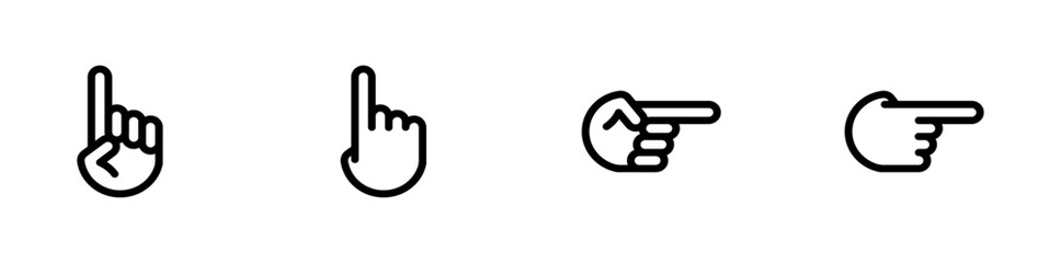 手のアイコン確認マーク方向指示のセット人差し指親指曲げ2