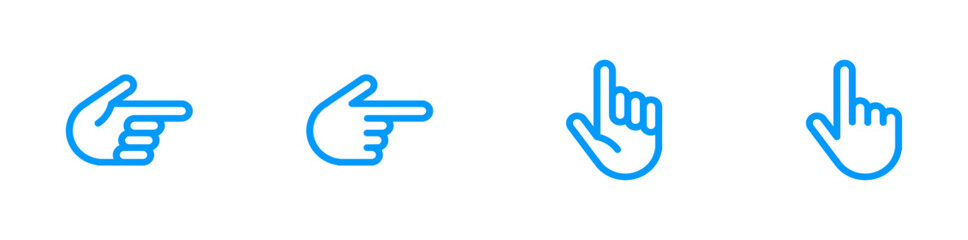 手のアイコン確認マーク方向指示のセット人差し指3