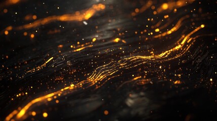 Obraz premium Abstract Glowing Particle Waves: A Dark, Energetic Digital Art