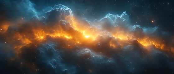 Fototapeta premium Fiery Nebula Cosmic Cloudscape.