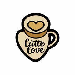 ticker design of A latte art heart inside a coffee cup