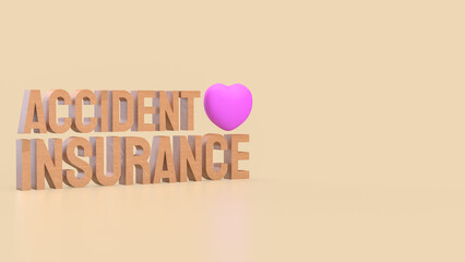 The Accident insurance wood and pink heart 3d rendering image..