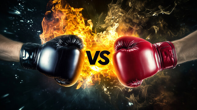 Boxing gloves poster featuring VS logo in bold design
