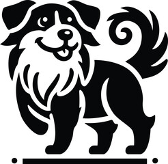 Obraz premium Black and white dog logo icon vector illustration with Silhouette style 