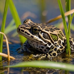 Obraz premium Nature's Art: Detailed Portrait of Chimerical Leopard Frog Showcasing Its Vibrant Colors