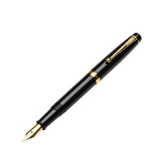 Elegant Black Fountain Pen Gold Accents Professional Writing Tool Luxury Stationery Office Supply Business Item Classic 