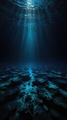 Naklejka premium underwater blue background,Pure Blue Depths Blending into Infinite Darkness