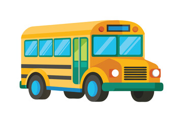3d cute yellow school bus vector illustation on white background