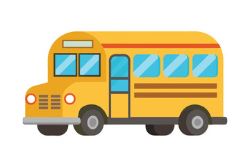 3d cute yellow school bus vector illustation on white background