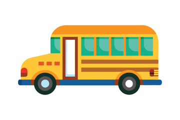 3d cute yellow school bus vector illustation on white background
