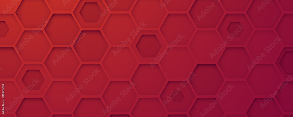 Poster abstract red background hexagon shape texture design vector