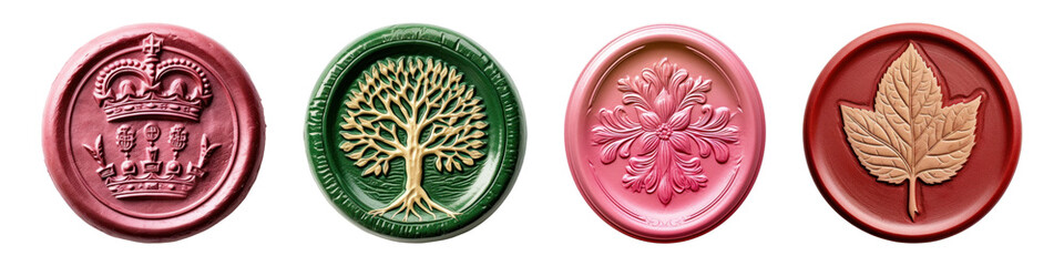 PNG Elegant embossed wax seals set, isolated on transparent background
