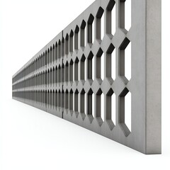 Fototapeta premium A modern concrete wall panel featuring a geometric pattern of hexagonal cutouts, emphasizing minimalism and architectural design.