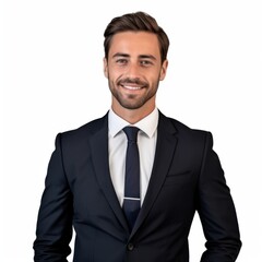 Portrait of a businessman in professional attire, confident and successful in a corporate setting