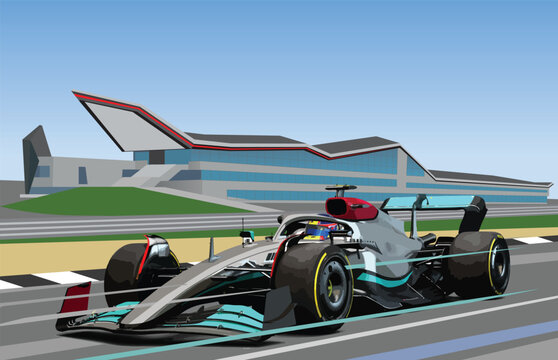 F1 3d 1one car icon logo UK gp grand prix jet game motor auto fast sport race racing team tire win amg symbol art vector isolated black arrow power hybrid white single pilot