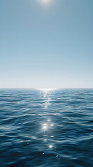 Fototapeta premium Tranquil Coastal Horizon: A Serene Landscape Capturing the Perfect Union of Sky and Sea