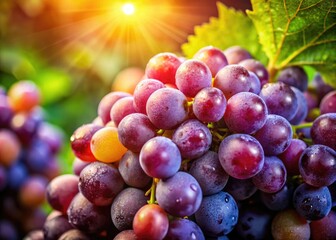 Luscious grapes, macro detail reveals juicy textures and vibrant hues from a recent vineyard harvest.
