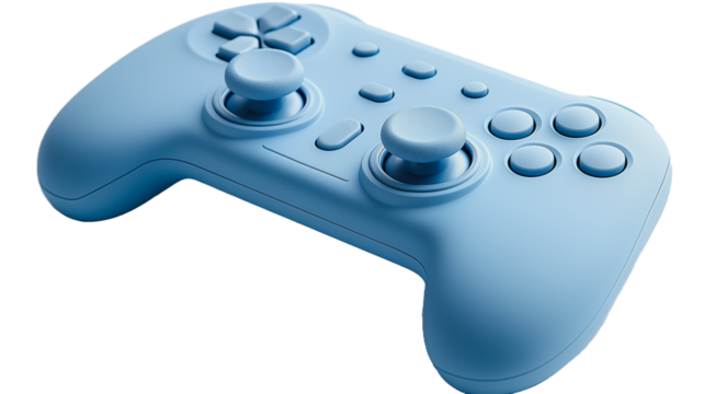 Baby Blue Game Controller: A stylish, light blue gaming controller, showcasing its ergonomic design and button layout, perfect for comfortable and immersive gameplay. 