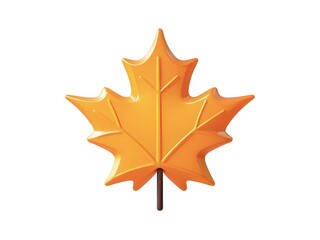 3D icon with blank white background,autumn maple leaf Minimalist cartoon design,golden,tree,brown,maple