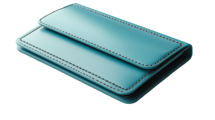 Teal Leather Card Holder: A sleek and stylish teal leather card holder, featuring a minimalist design with subtle stitching details. Perfect for carrying essential cards in style.  