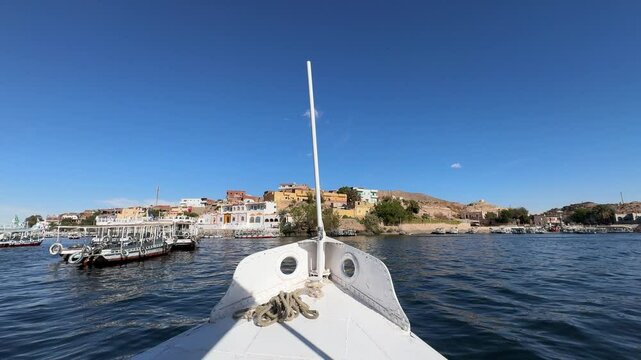 The Philae Temple is located on an island and was built in honor of Isis, goddess of love, in the Aswan Low Dam reservoir, with small boats to go to the temple.