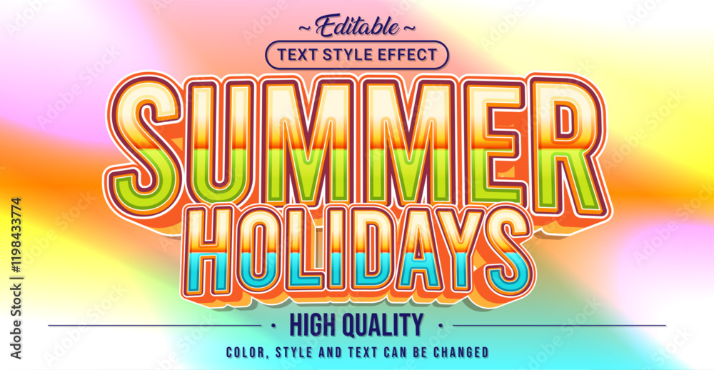 Poster editable text style effect - summer holidays text style theme.