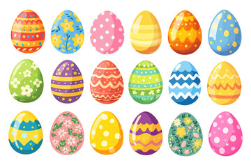 PNG Colorful decorative Easter eggs collection set, isolated on transparent background