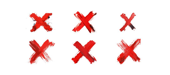 Red X drawn with brush strokes white background
