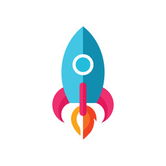 rocket launch cartoon icon logo