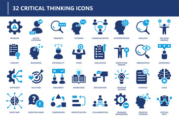 critical thinking icon collection, icon set, solid icon.
