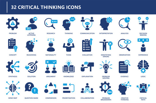 critical thinking icon collection, icon set, solid icon.