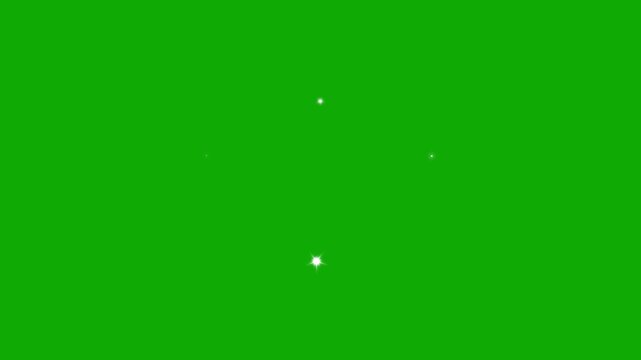 Twinkling stars animation, white cartoon, flat, vector, doodles style stars blinking, green screen, sky. sparkling stars Shine animation . 4k animation