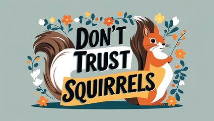 Dont Trust Squirrels A Cute Cartoon Squirrel Illustration
