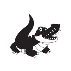crocodile with a smile black and white Background